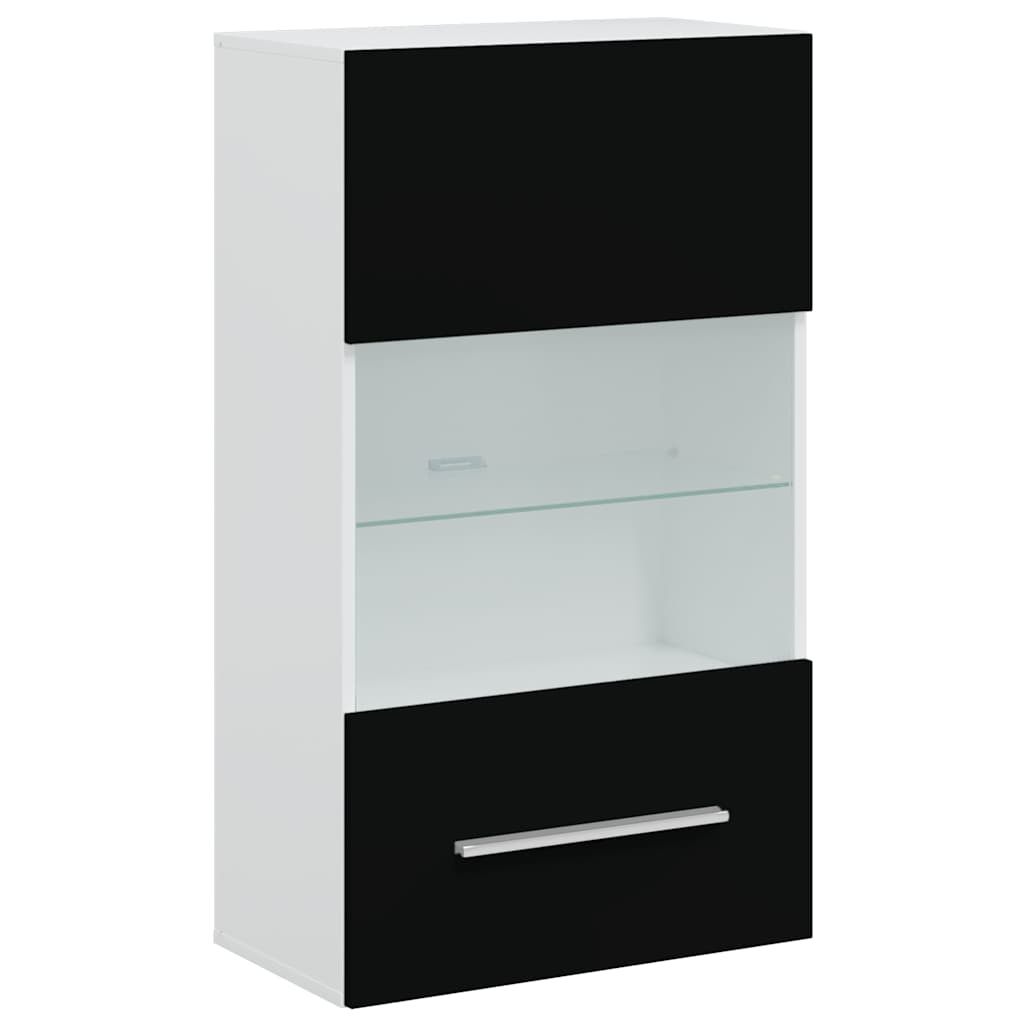 Mobili con Vetrina Parete Unità TV 5 pz con Luci LED Nero